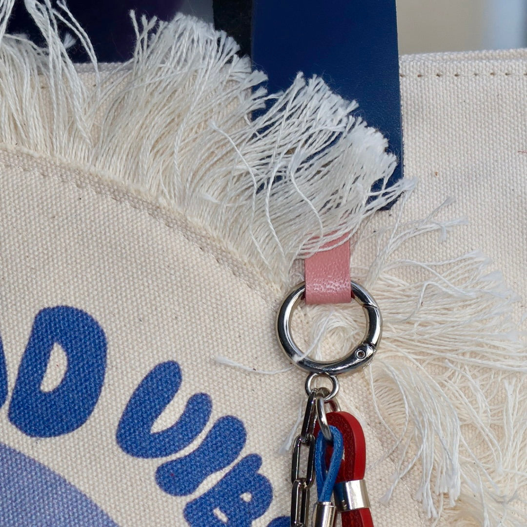 Bolsa Wallow Good Vibes Azul com Alça de Couro Azul com Zíper