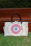 Bolsa Wallow Good Vibes Rosa com Alça de Couro Marrom Escuro com Zíper