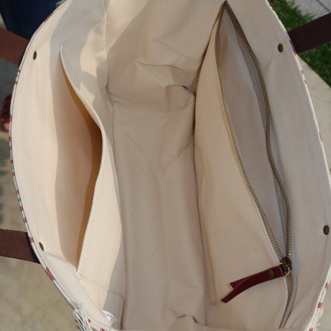 Bolsa Nuna Good Vibes Vermelho com Alças de Couro Marrom