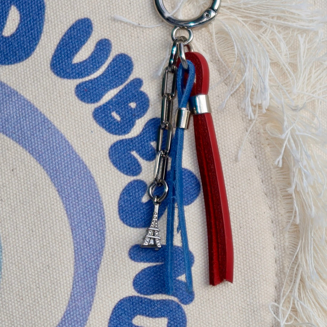 Bolsa Wallow Good Vibes Azul com Alça de Couro Azul com Zíper