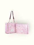 Bolsa Katrin Arabesque Rosa com Alças de Corrente e Couro Vinho