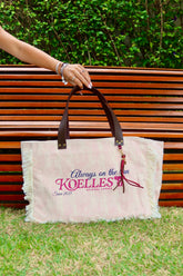 Bolsa Wallow Rosa com Alça de Couro Marrom Escuro com Zíper
