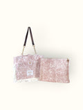 Bolsa Katrin Arabesque Terracota com Alças de Corrente e Couro Marrom Escuro