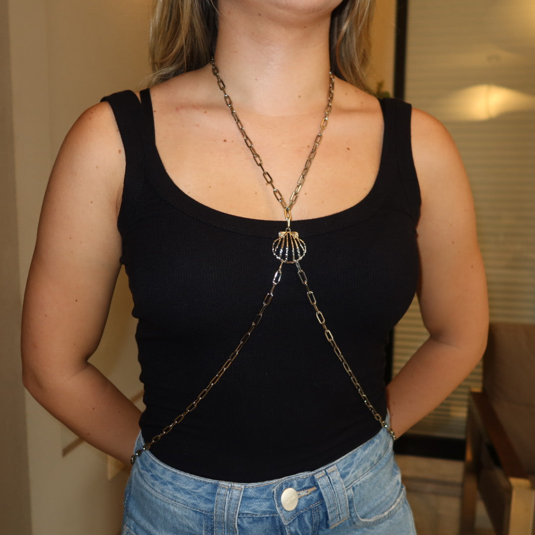 Body Chain Concha Prata