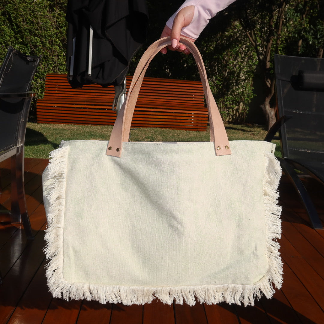 Bolsa Wallow Verde com Alça de Couro Pêssego com Zíper