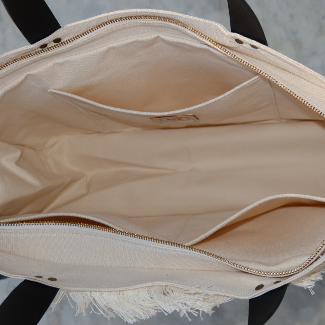 Bolsa Wallow Good Vibes Azul com Alça de Couro Dourado com Zíper