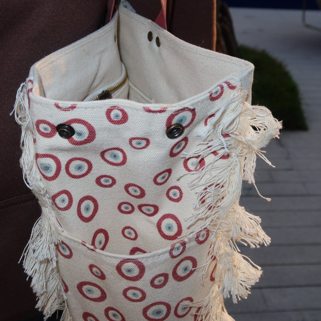 Bolsa Wallow Good Vibes Vermelho com Alça de Couro Rosa Claro
