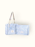 Bolsa Katrin Arabesque Azul com Alças de Corrente e Couro Prata