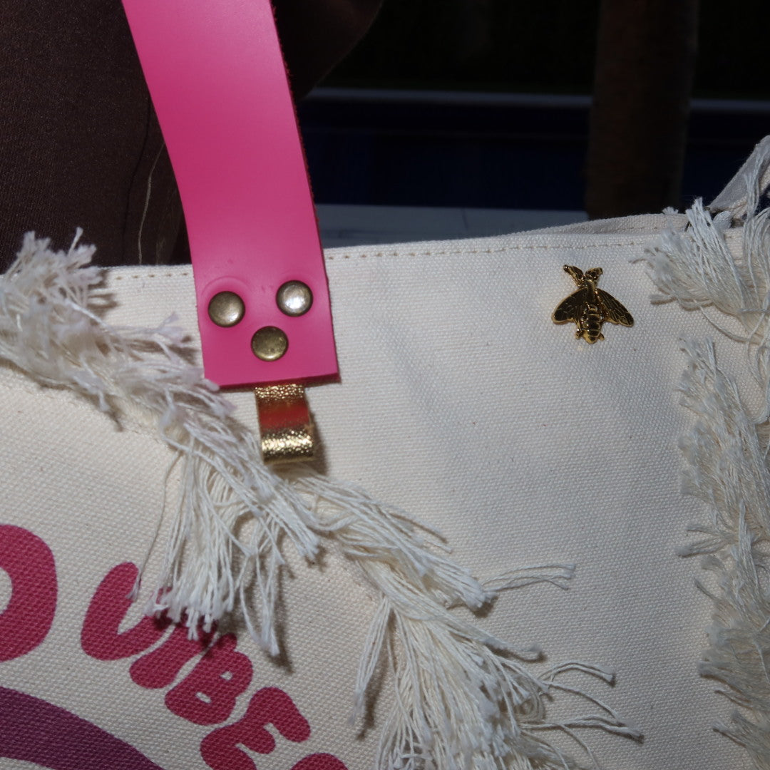 Bolsa Wallow Good Vibes Rosa com Alça de Couro Rosa com Zíper