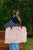 Bolsa Wallow Arabesque Rosa com Alça de Couro Marrom