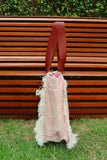 Bolsa Nuna Rosa com Alças de Couro Marrom com Zíper