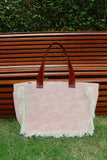 Bolsa Nuna Rosa com Alças de Couro Marrom com Zíper