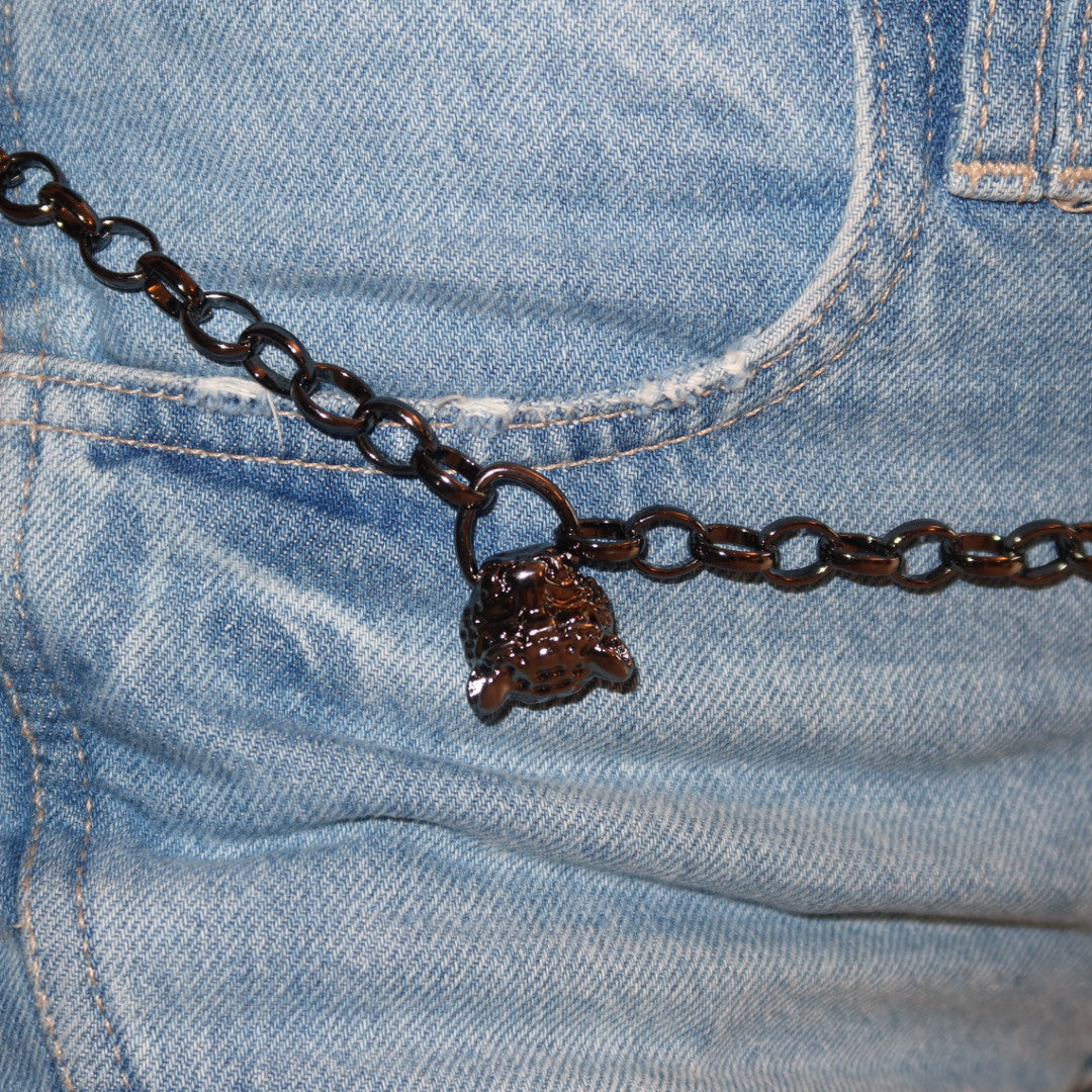 Body Chain Leopardo Prata 3 em 1