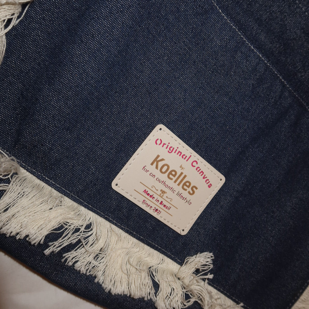 Bolsa Katrin Jeans Escuro PET com Alças de Corrente e Couro Preto