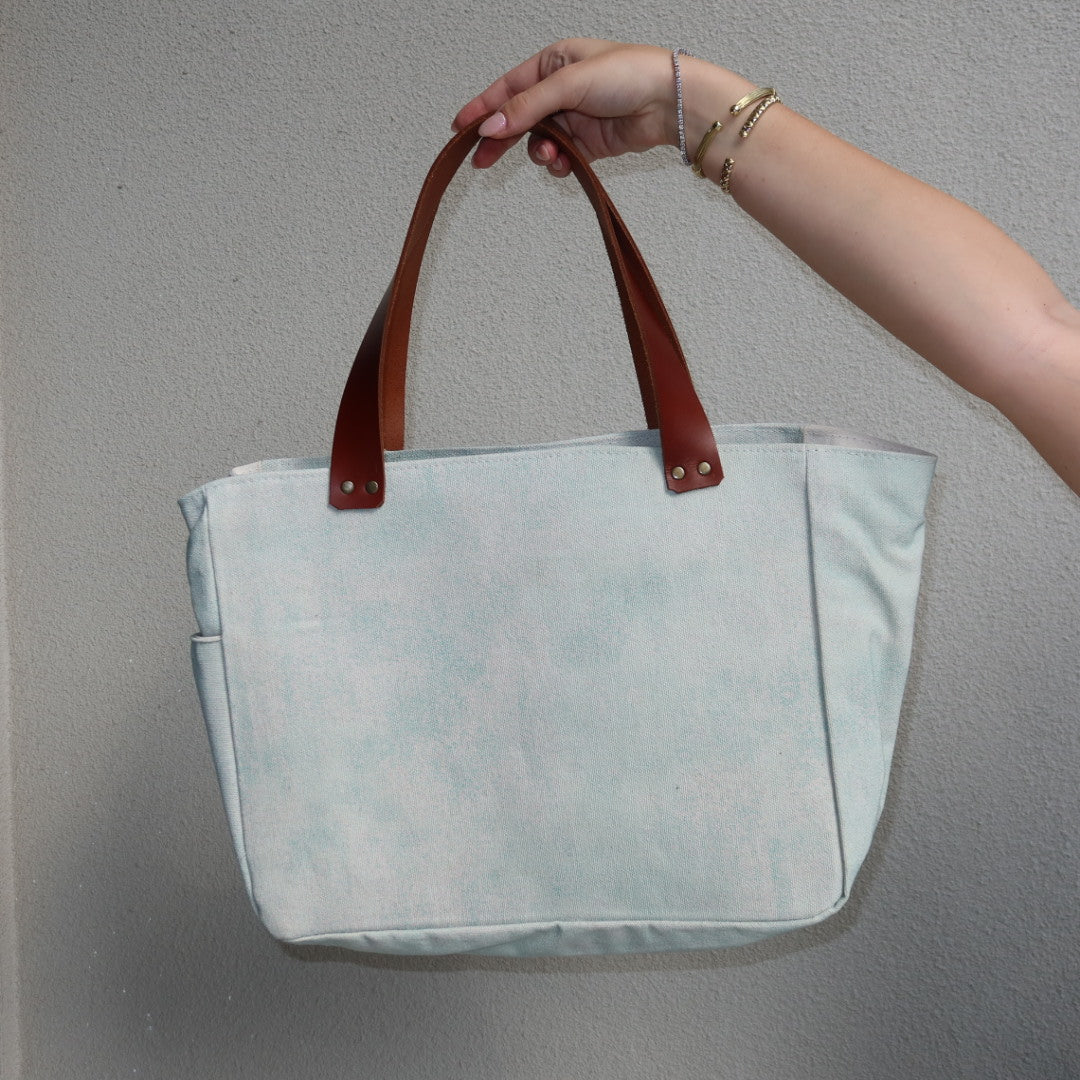 Bolsa Nuna Aqua com Alças de Couro Marrom