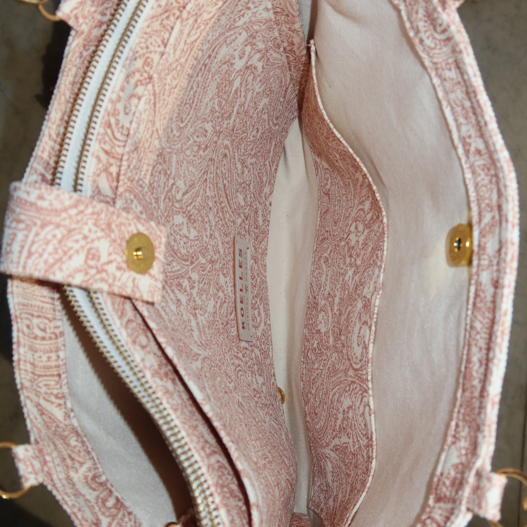 Bolsa Katrin Arabesque Terracota com Alças de Corrente e Couro Marrom