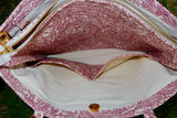 Bolsa Katrin Arabesque Vinho com Alças de Corrente e Couro Rosa Claro