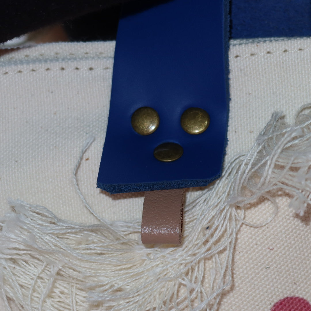 Bolsa Wallow Good Vibes Rosa com Alça de Couro Azul com Zíper