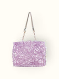 Bolsa Katrin Arabesque Vinho com Alças de Corrente e Couro Off White