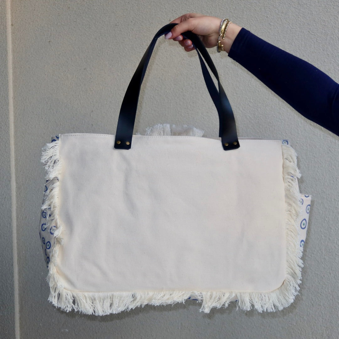 Bolsa Wallow Good Vibes Azul com Alça de Couro Azul com Zíper