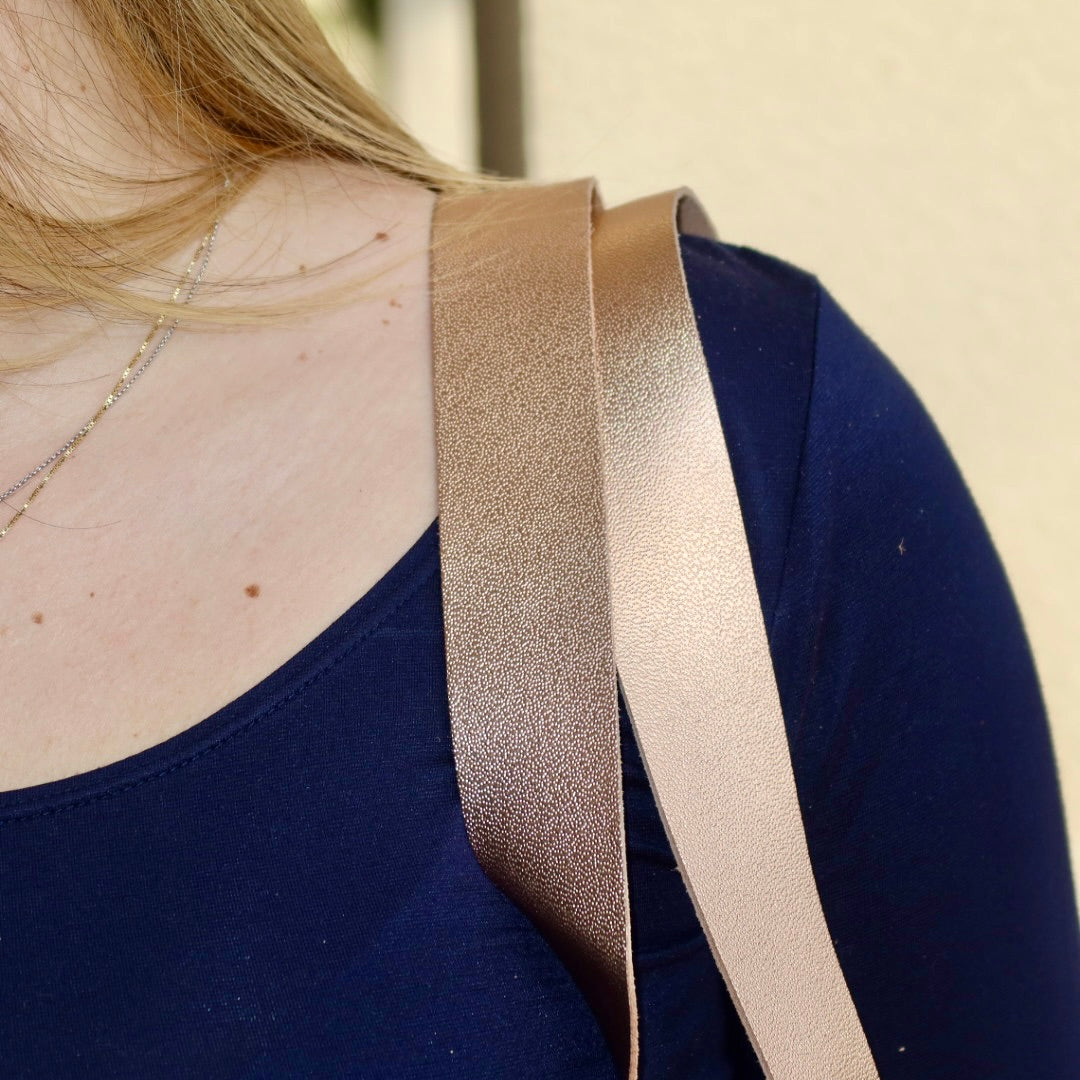 Bolsa Nuna Lilac com Alças de Couro Rose Gold