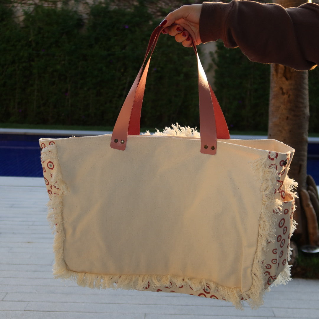 Bolsa Wallow Good Vibes Vermelho com Alça de Couro Rosa Claro