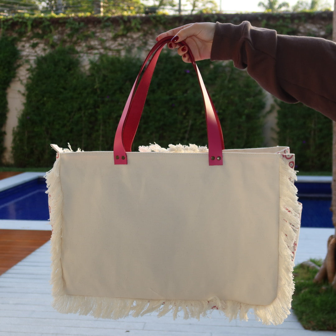 Bolsa Wallow Good Vibes Rosa com Alça de Couro Rosa com Zíper