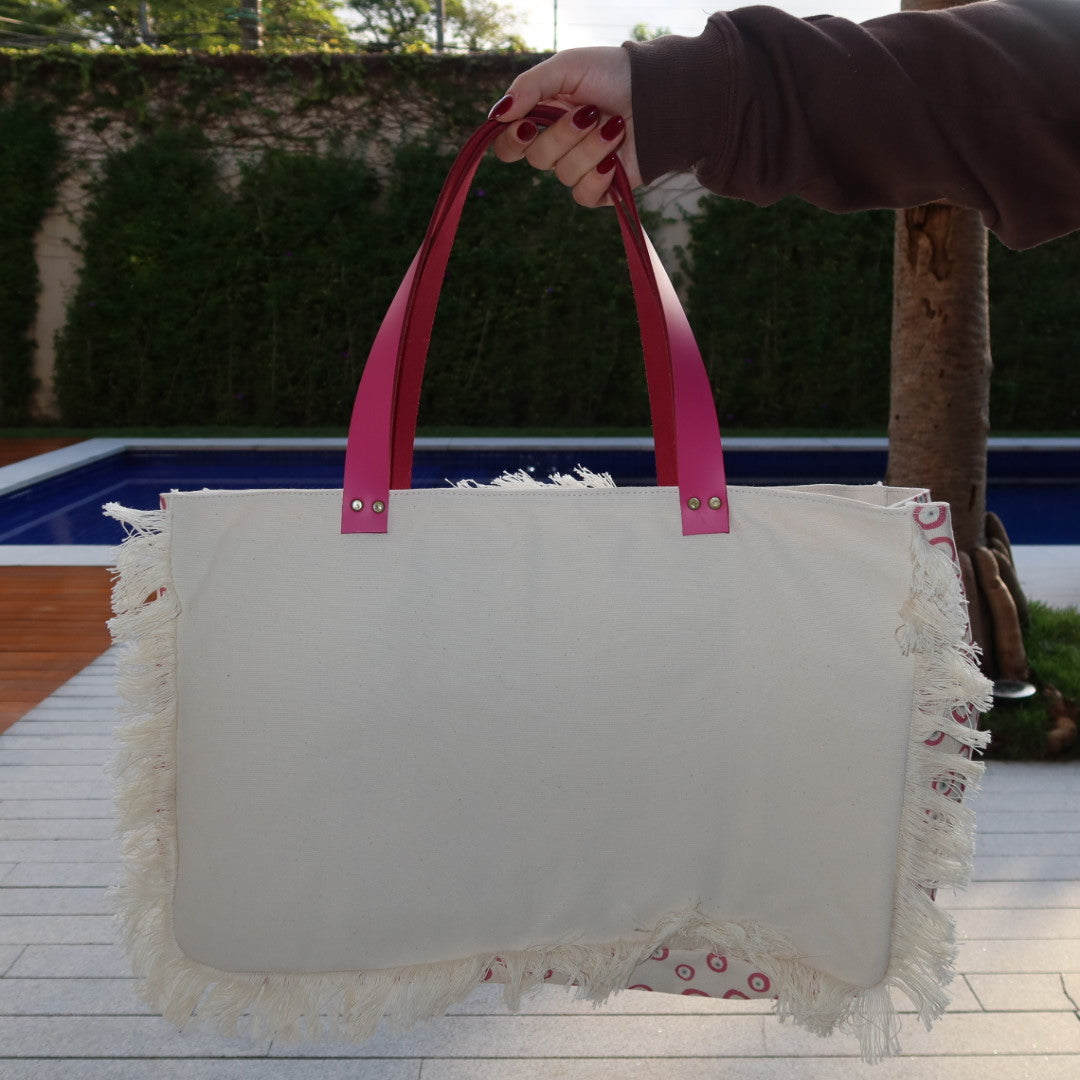 Bolsa Wallow Good Vibes Rosa com Alça de Couro Rosa com Zíper