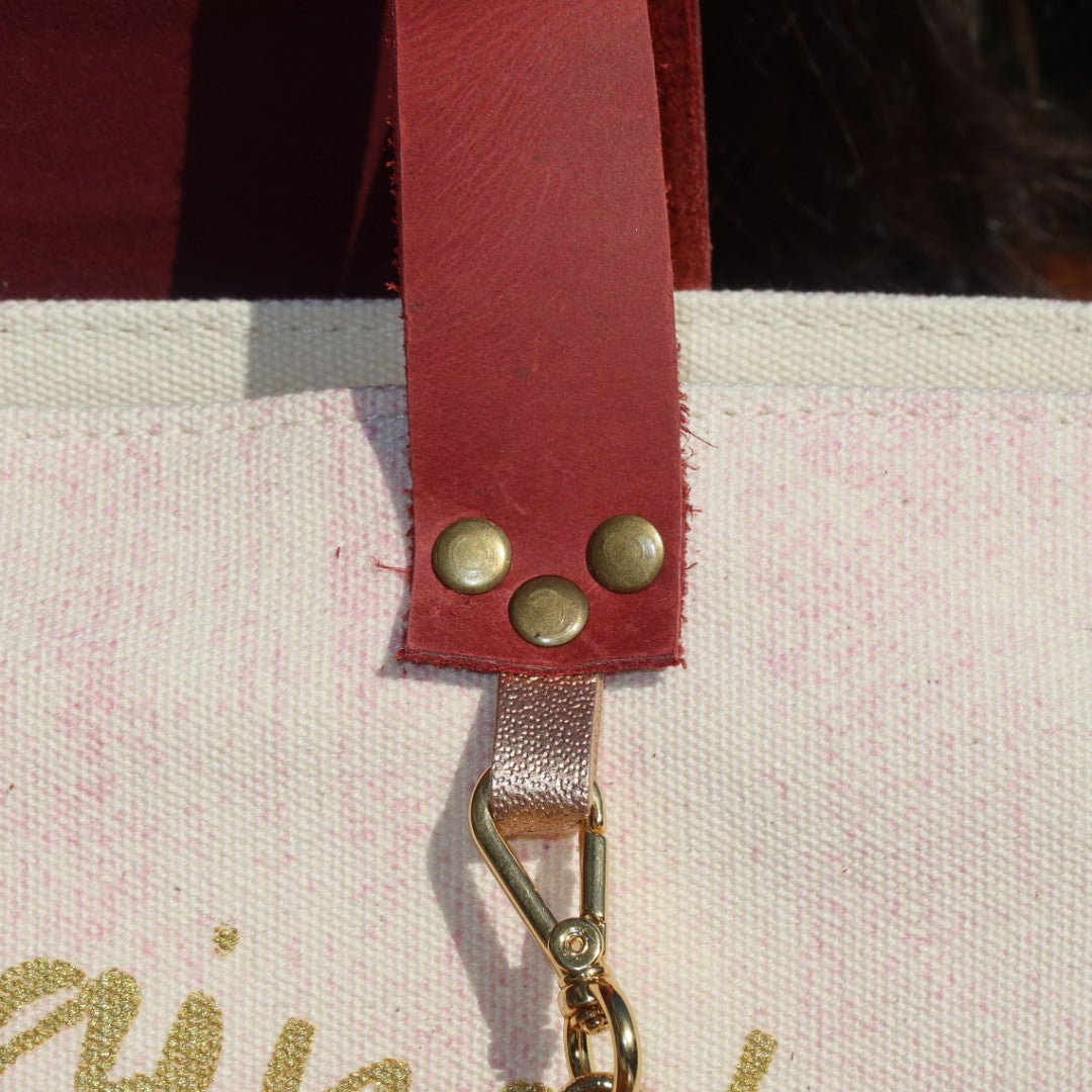 Bolsa Wallow Lilac com Alça de Couro Vermelho com Zíper