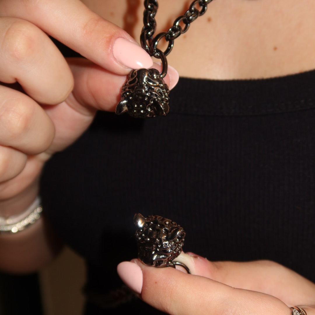 Body Chain Leopardo Prata 3 em 1