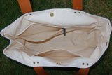 Bolsa Wallow Jeans Claro com Alça de Couro Marrom