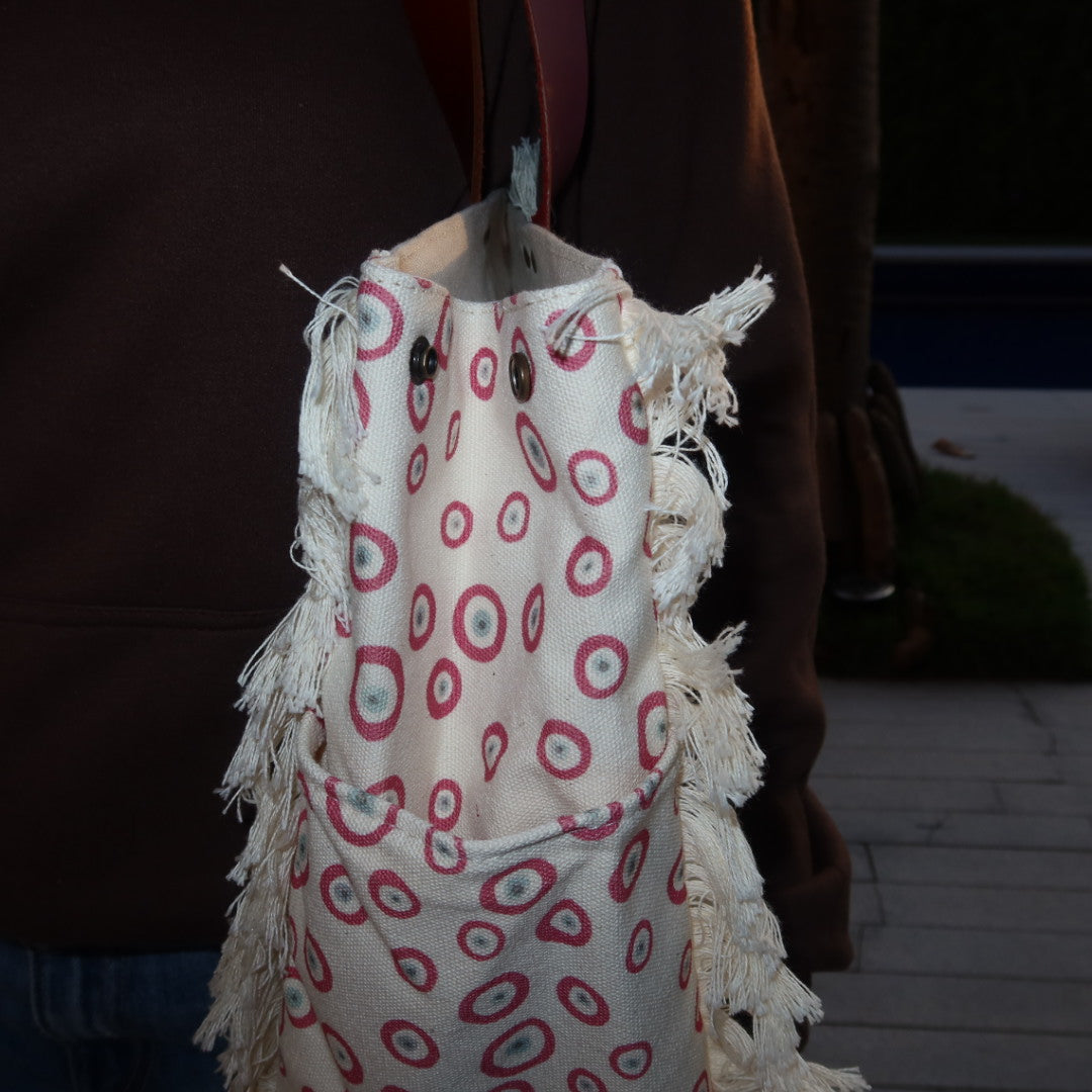 Bolsa Wallow Good Vibes Rosa com Alça de Couro Rosa Escuro e Marrom com Zíper