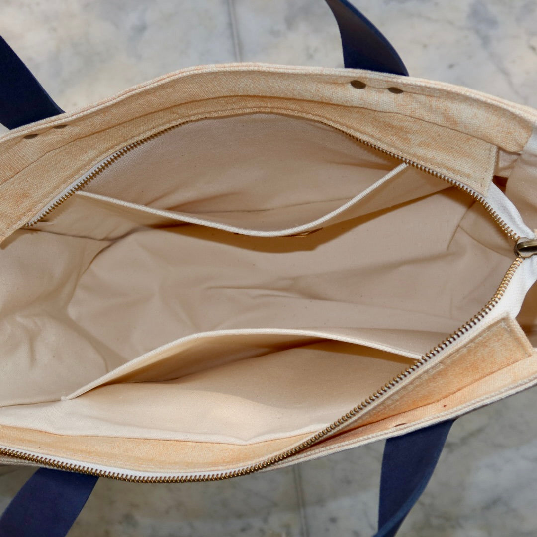 Bolsa Nuna Laranja com Alças de Couro Marinho