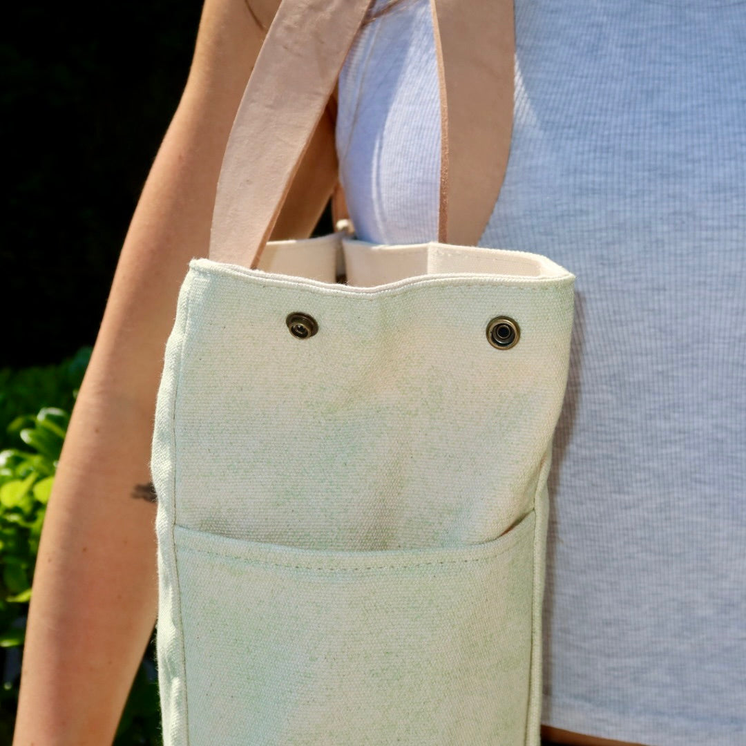 Bolsa Wallow Verde com Alça de Couro Bege