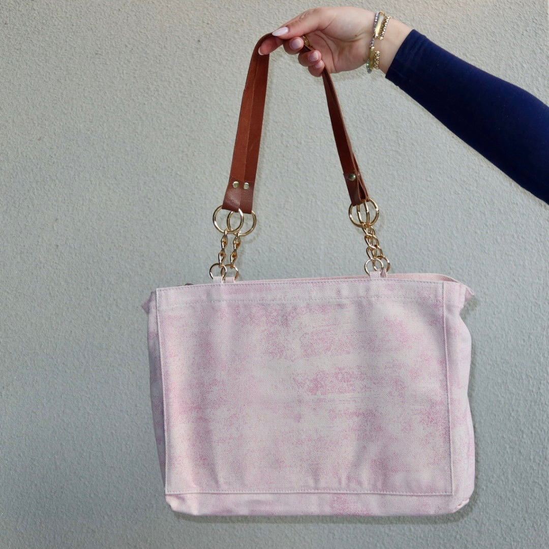 Bolsa Katrin Lilac com Alças de Corrente e Couro Marrom
