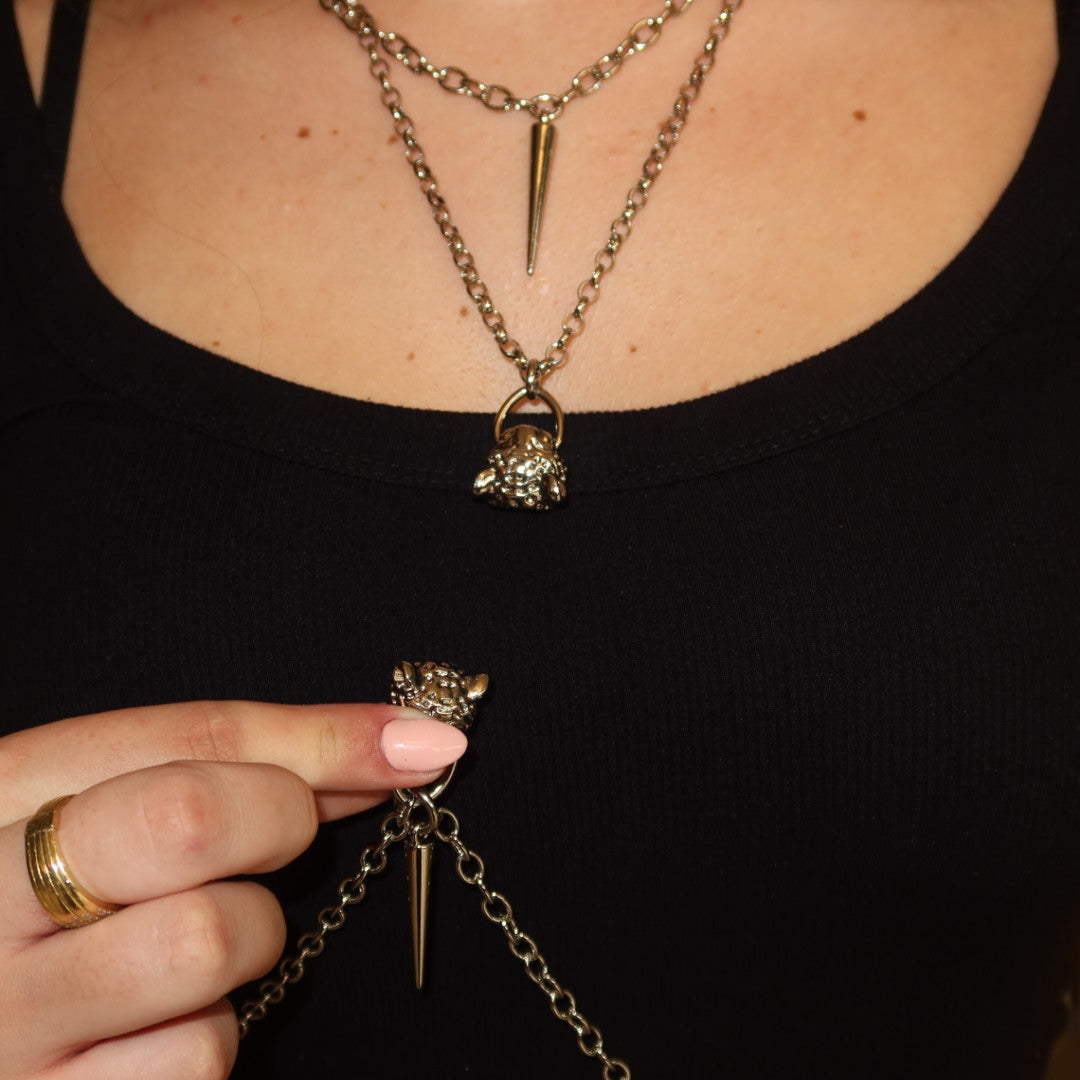 Body Chain Leopardo Dourado 2 em 1