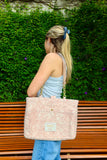 Bolsa Katrin Arabesque Terracota com Alças de Corrente e Couro Bege