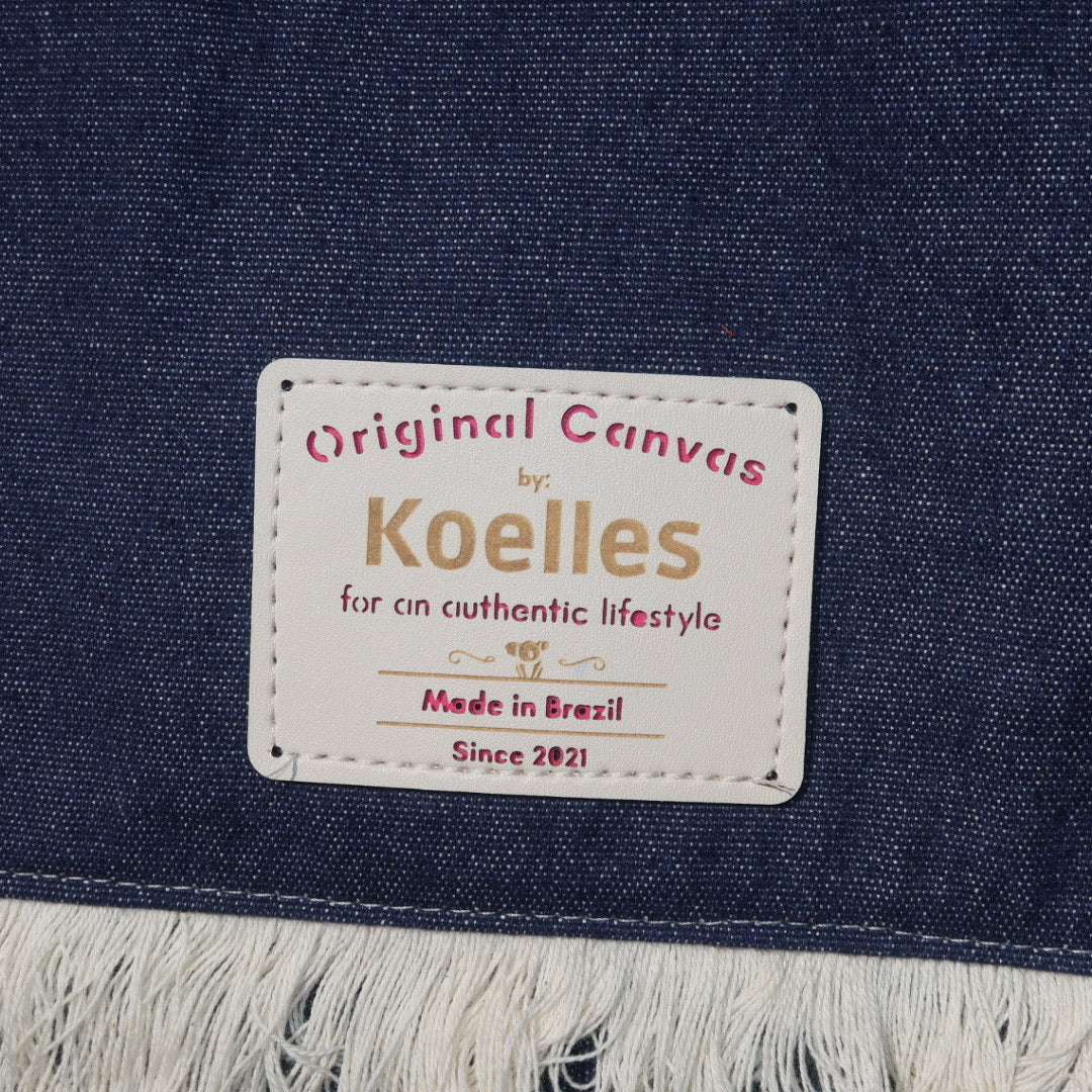 Bolsa Katrin Jeans Escuro com Alças de Corrente e Couro Azul e Prata