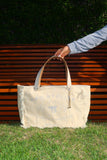 Bolsa Wallow Bege com Alça de Couro Off White com Zíper