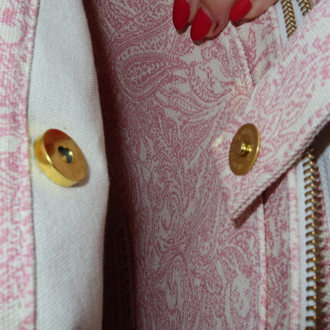 Bolsa Katrin Arabesque Rosa com Alças de Corrente e Couro Rosa Claro