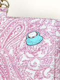 Bolsa Katrin Arabesque Rosa com Alças de Corrente e Couro Vinho