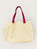 Bolsa Wallow Amarela com Alça de Couro Rosa Choque