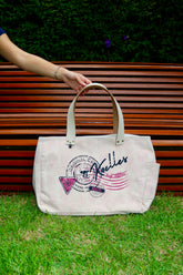 Bolsa Wallow Lilac com Alça de Couro Off White