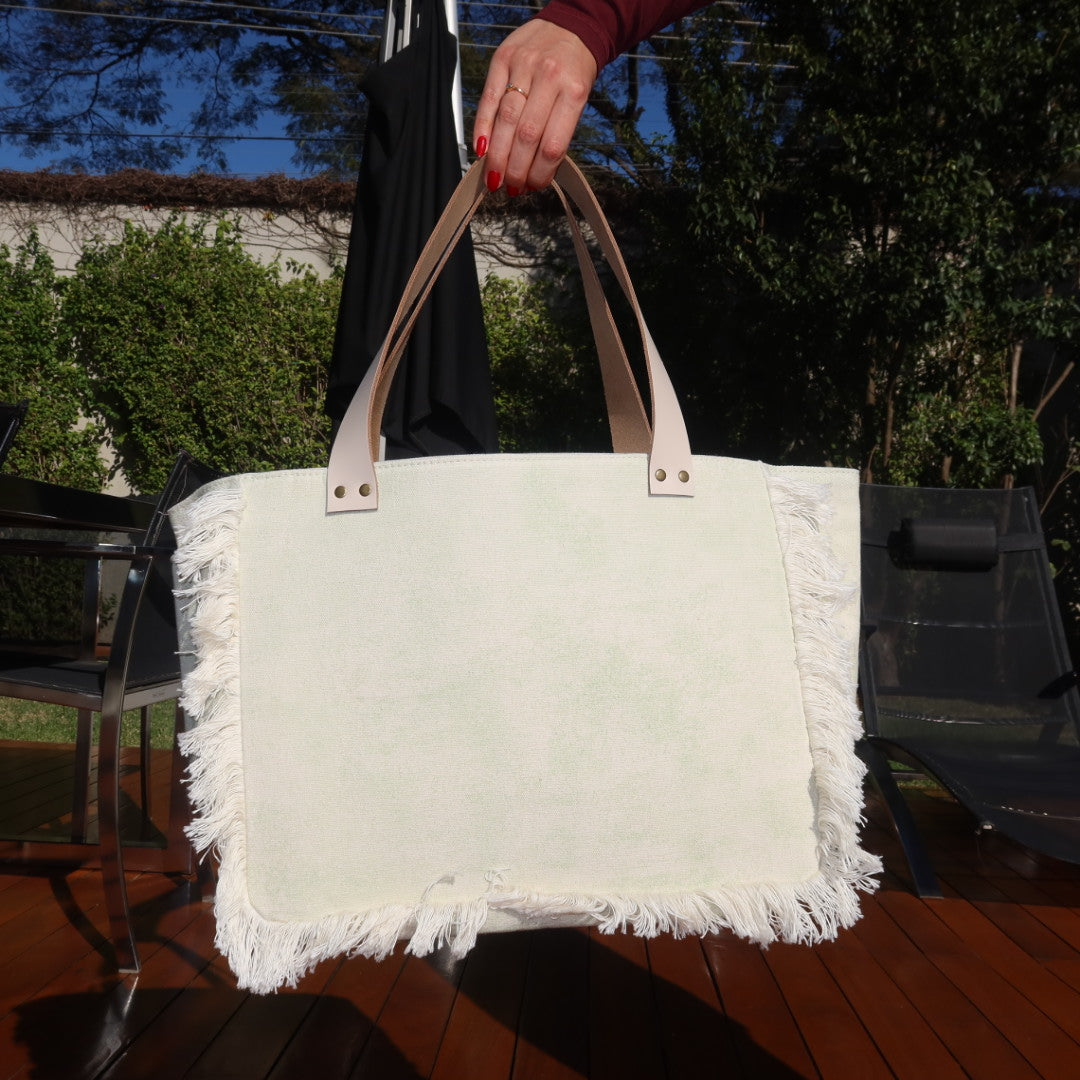 Bolsa Nuna Verde com Alças de Couro Off White