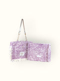Bolsa Katrin Arabesque Vinho com Alças de Corrente e Couro Off White