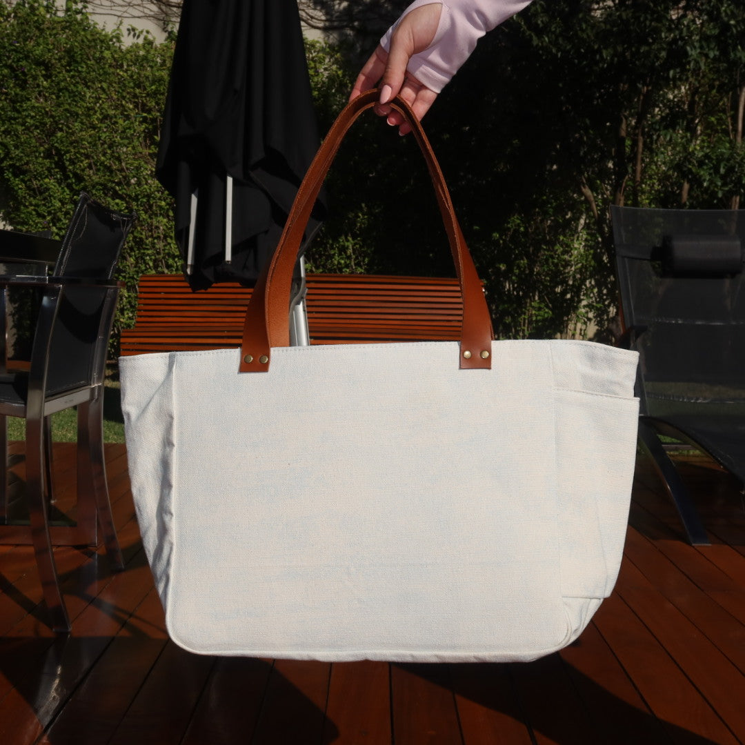 Bolsa Nuna Aqua com Alças de Couro Marrom