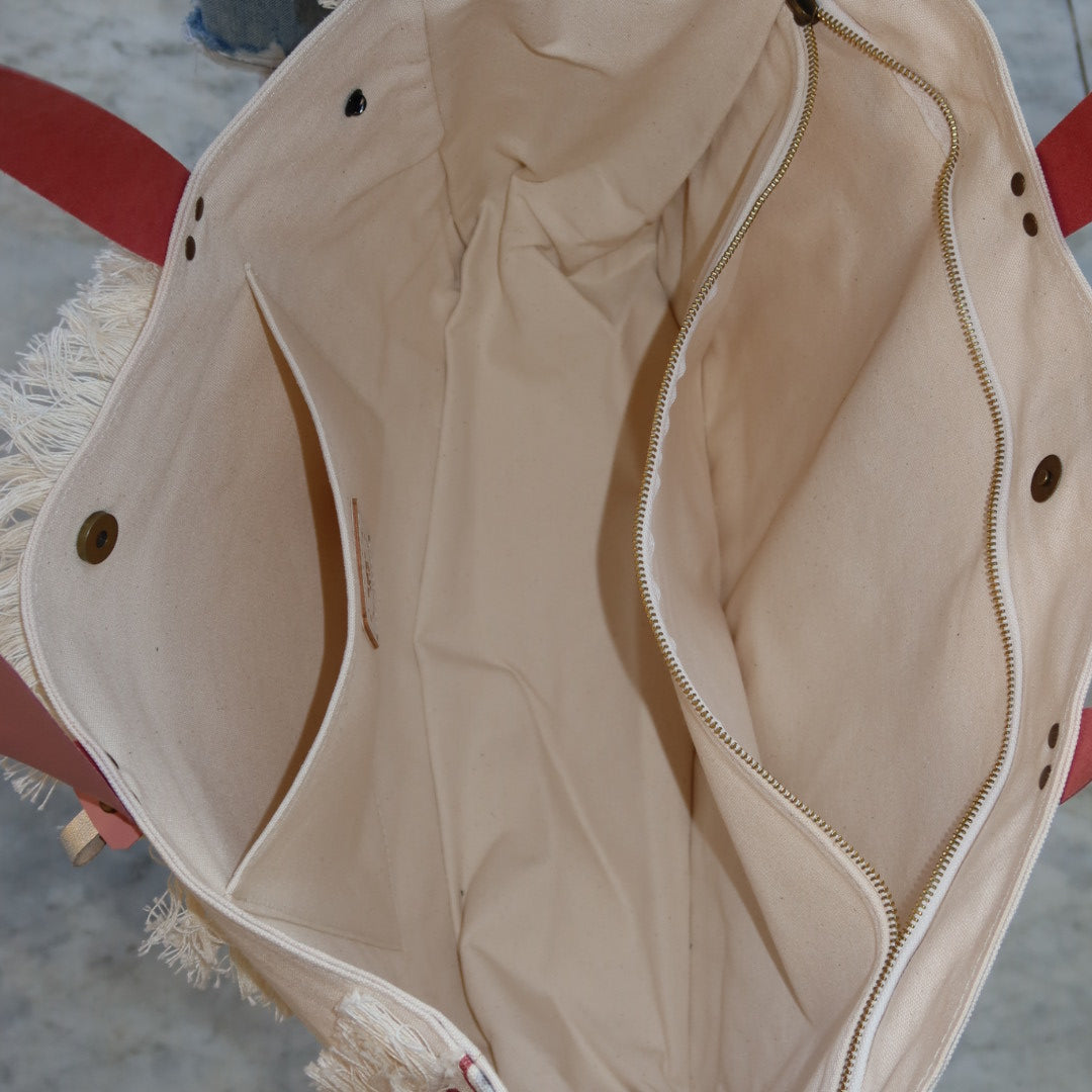 Bolsa Wallow Good Vibes Vermelho com Alça de Couro Rosa Claro