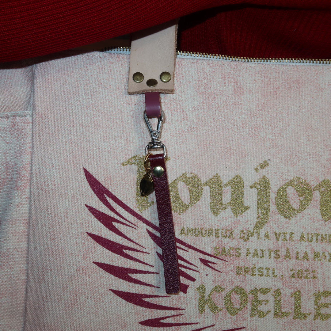 Bolsa Nuna Rosa com Alças de Couro Rosa Claro
