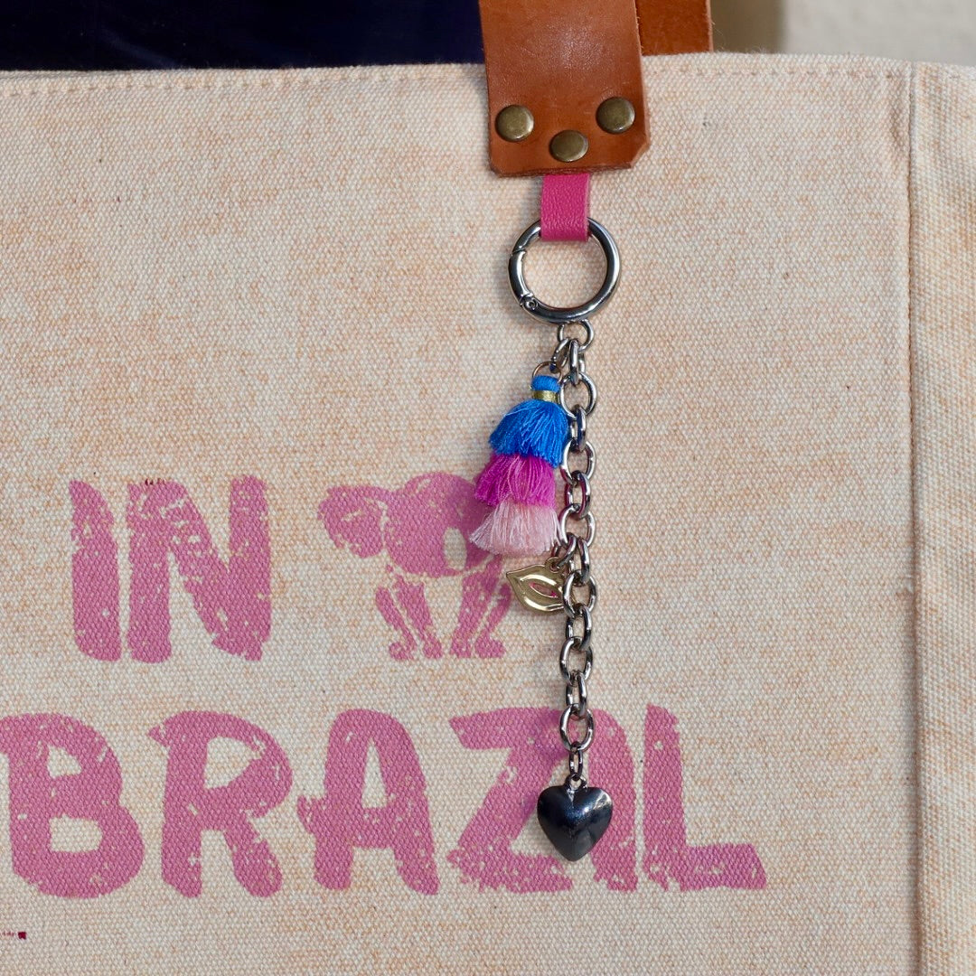 Bolsa Nuna Lilac com Alças de Couro Marrom Claro