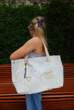 Bolsa Wallow Azul com Alça de Couro Off White
